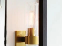 Vertical Ribbed Glass Wall Light 12 Vertical Ribbed Glass Wall Light -Andrew Martin 1093051 brass 4
