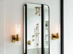 Vertical Ribbed Glass Wall Light 13 Vertical Ribbed Glass Wall Light -Andrew Martin 1093052 brass 5