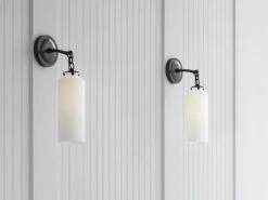 Bronze And White Glass Wall Light -Andrew Martin 1093113 bronze