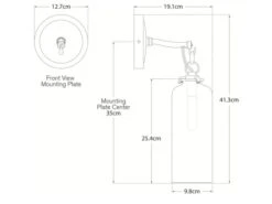 Bronze And White Glass Wall Light -Andrew Martin 1093114 tech drawing