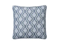 Leaf Motif Cushion In Blue