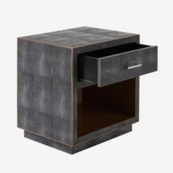 Fitz Grey Bedside Table -Andrew Martin 112473 fitz bedside table grey open drawer st0374