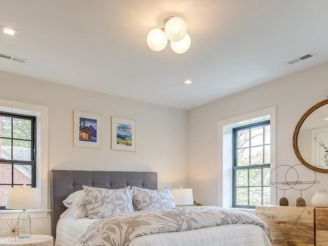 Triple Flush Mount Ceiling Light In Brass 5 Triple Flush Mount Ceiling Light In Brass - Image 3