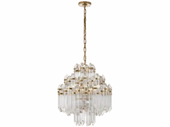 Four Tier Waterfall Chandelier In Brass With Clear Acrylic