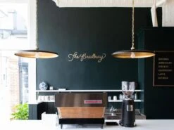 Modern Pendant In Brass With Aged Iron Shade -Andrew Martin 113731 piatto life