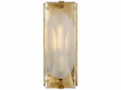 Small Sconce In Soft Brass With Etched Clear Glass