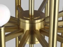 Modern Chandelier In Brass -Andrew Martin 122397 beckman modern medium chandelier in burnished brass detail