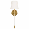 Wall Light In Brass With Cream Linen Shade -Andrew Martin 122423 hanover sconce in burnished brass with linen shade