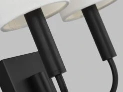 Minimalist Aged Iron Double Wall Light With Linen Shade -Andrew Martin 122456 ew1002 ai 05