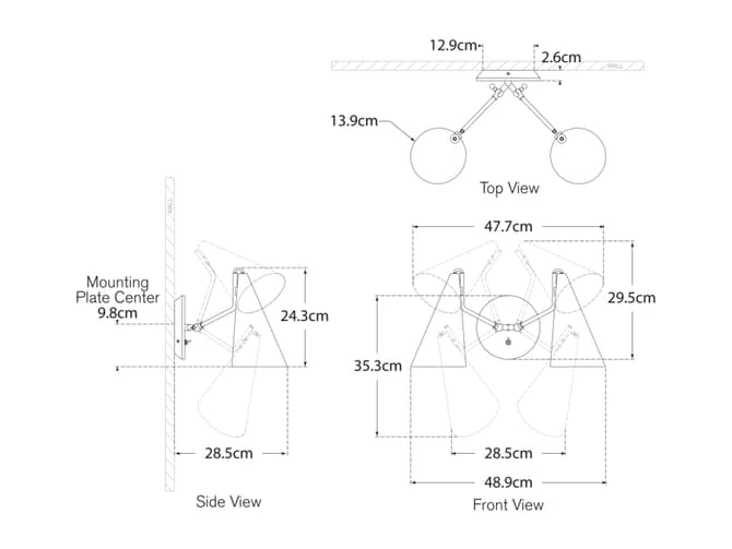 Double Shade Wall Light 4 Double Shade Wall Light - Image 2