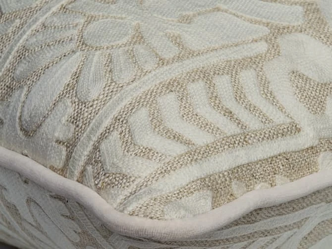 Embroidered Cushion In Totem Linen In Ivory 4 Embroidered Cushion In Totem Linen In Ivory - Image 2