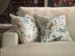 Embroidered Cushion In Fable Linen In Woodland -Andrew Martin 128356 fable woodland and scout forest cushion strand in shuttle natural yurt ember backdrop sml