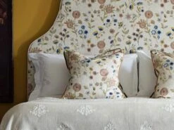 Embroidered Cushion In Fable Linen In Woodland -Andrew Martin 128357 fable woodland cushion headboard alba ivory throw lifestyle sml