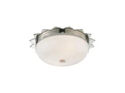 Flush Mount Ceiling Light With Floral Petal Details In Nickel