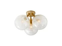 Triple Flush Mount Ceiling Light In Brass