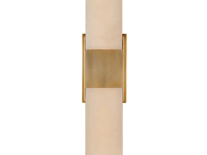 Double Alabaster Wall Light With Antique Burnished Brass 4 Double Alabaster Wall Light With Antique Burnished Brass - Image 2