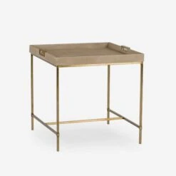 Edith Side Table, Latte Shagreen -Andrew Martin 138133 new edith large side table ivory shagreen angle