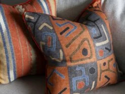 Strong Geometric Cushion In Chocolate -Andrew Martin 138658 ashanti chocolate nineveh brick cushions lifestyle 3 sml