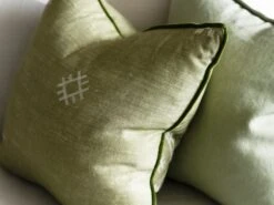 Moroccan Inspired Cushion In Green -Andrew Martin 138708 jericho green cushiond detail sml