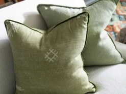 Moroccan Inspired Cushion In Green -Andrew Martin 138709 jericho green cushiond detail 2