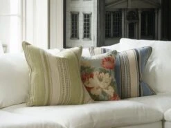 Striped Cushion In Refreshing Greens -Andrew Martin 140483 goat cushion sequence b lginsta