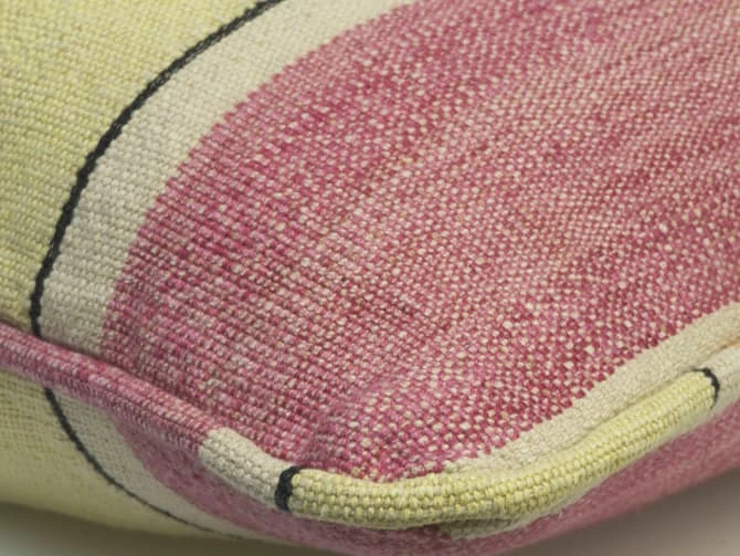 Rectangular Cushion With Stripes In Pale Yellow, Pink And Orange 4 Rectangular Cushion With Stripes In Pale Yellow, Pink And Orange - Image 2