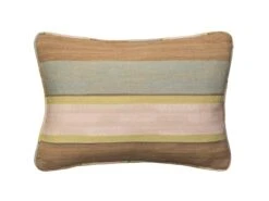Rectangular Cushion With Stripes In Pale Blues, Blush And Sand