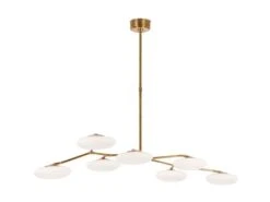 Soft Brass Branch Chandelier With Rotating Glass Petals