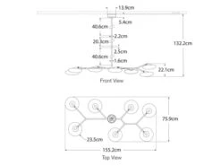Soft Brass Branch Chandelier With Rotating Glass Petals -Andrew Martin 149718 brindille articulating linear chandelier diagram