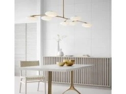 Soft Brass Branch Chandelier With Rotating Glass Petals -Andrew Martin 149720 brindle brass cd5015sbwg r