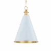 Sculptural Soft Blue Pendant -Andrew Martin 152828 fenimore aged brass soft blue