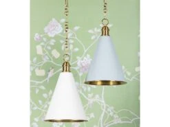 Sculptural Soft Blue Pendant -Andrew Martin 152830 fenimore aged brass soft white and soft blue 2
