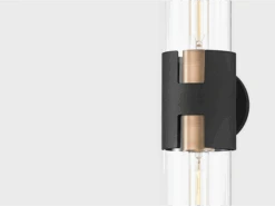 Vertical Wall Light -Andrew Martin 153582 amando patina brass texture black 3