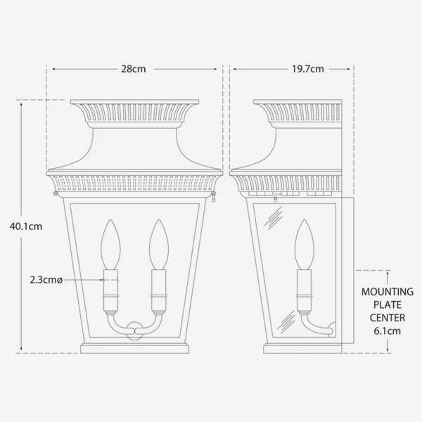 Elsinore Wall Lantern, Weathered Zinc 4 Elsinore Wall Lantern, Weathered Zinc - Image 2