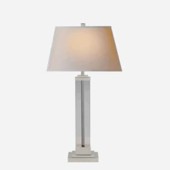 Wright Table Lamp, Polished Nickel And Glass