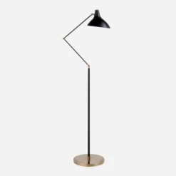 Charlton Floor Lamp, Black And Hand-Rubbed Antique Brass