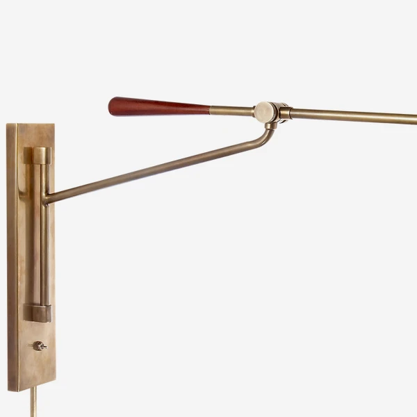 Frankfort Wall Light, Hand-Rubbed Antique Brass/Mahogany 4 Frankfort Wall Light, Hand-Rubbed Antique Brass/Mahogany - Image 2