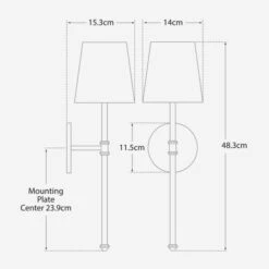 Camille Wall Light, Hand-Rubbed Antique Brass -Andrew Martin 208396 camille dimensions