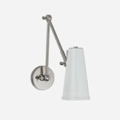 Antonio Wall Light, Polished Nickel And White Shade