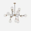 Bistro Chandelier, Hand-Rubbed Antique Brass 1 Bistro Chandelier, Hand-Rubbed Antique Brass -Andrew Martin 208445 bistro chandelier in hand rubbed antique brass with white glass