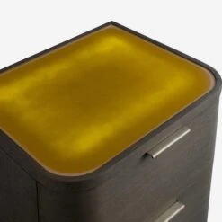 Hampstead Bedside Table -Andrew Martin 210605 hampstead nightstand smoked oak 2 draw detail 3