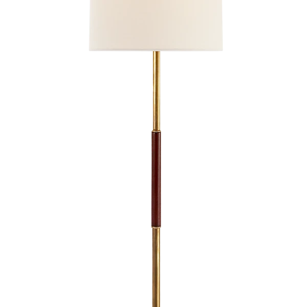 Frankfort Floor Lamp, Hand-Rubbed Antique Brass And Mahogony 4 Frankfort Floor Lamp, Hand-Rubbed Antique Brass And Mahogony - Image 2