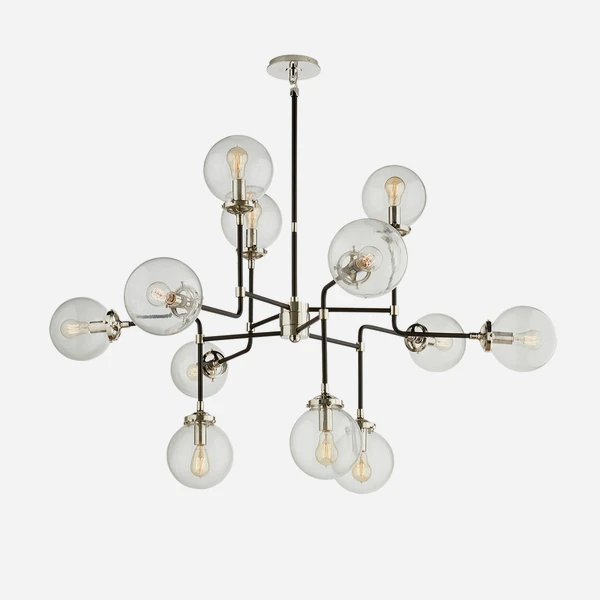 Bistro Chandelier, Polished Nickel 3 Bistro Chandelier, Polished Nickel