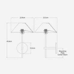 Hackney Wall Light, Hand-Rubbed Antique Brass -Andrew Martin 214372 hackney dimensions