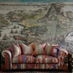 Constantinople Wallpaper, Large Panel A + B -Andrew Martin 214550 constantinoplewallpaper nicklebysofaindusbrick scattercushionsindusbrickoxusmultiandelbrusmulti