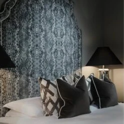 Fitzroy Grey Cushion -Andrew Martin 215941 bohemia ebony fabric pelham charcoal fitzroy grey cushions lifestyle