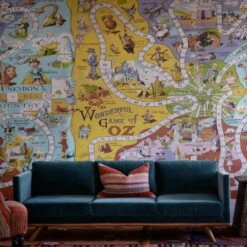 Oz Wallpaper, Large Panel A + B -Andrew Martin 216257 ozwallpaper westwoodsofainpetrol andeancushion cropped