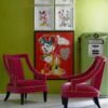 Japan Citrus Wallpaper -Andrew Martin 216652 japan citrus lacquered wallpaper with edmund chairs in pelham raspberry with apple contrast piping lifestyle