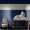 Japan Navy Wallpaper -Andrew Martin 216720 japan navy lacquered wallpaper with ivory stripe lifestyle