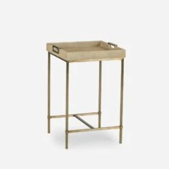 Edith Side Table, Latte Shagreen -Andrew Martin 216935 new edith small side table ivory shagreen angle
